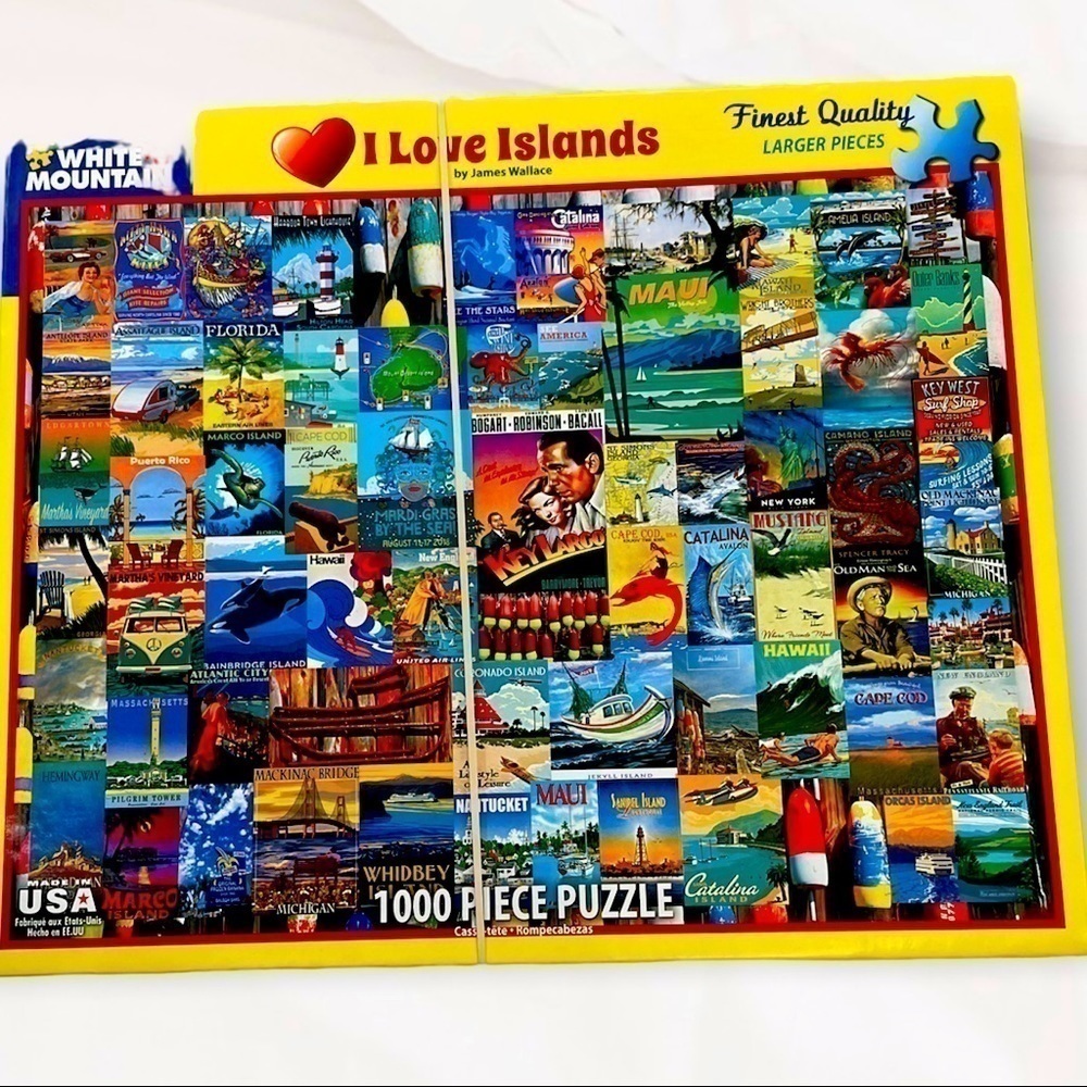 White Mountain I Love Islands Puzzle 🧩 24”x30” Large Pieces, 1,000 pieces‌‌‌‌‌‍